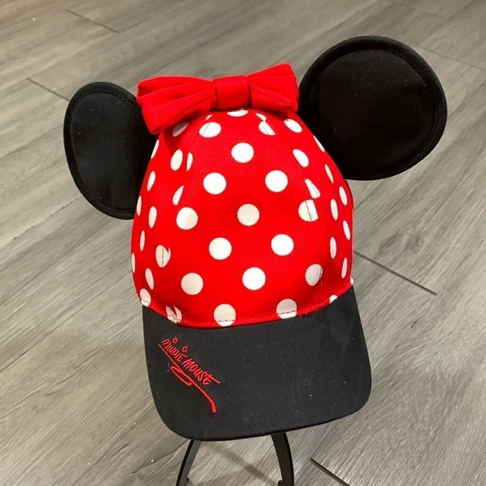 Disney Parks Minnie‎ Mouse Red Polka Dot Ears Adjustable Fit NWT Cap
